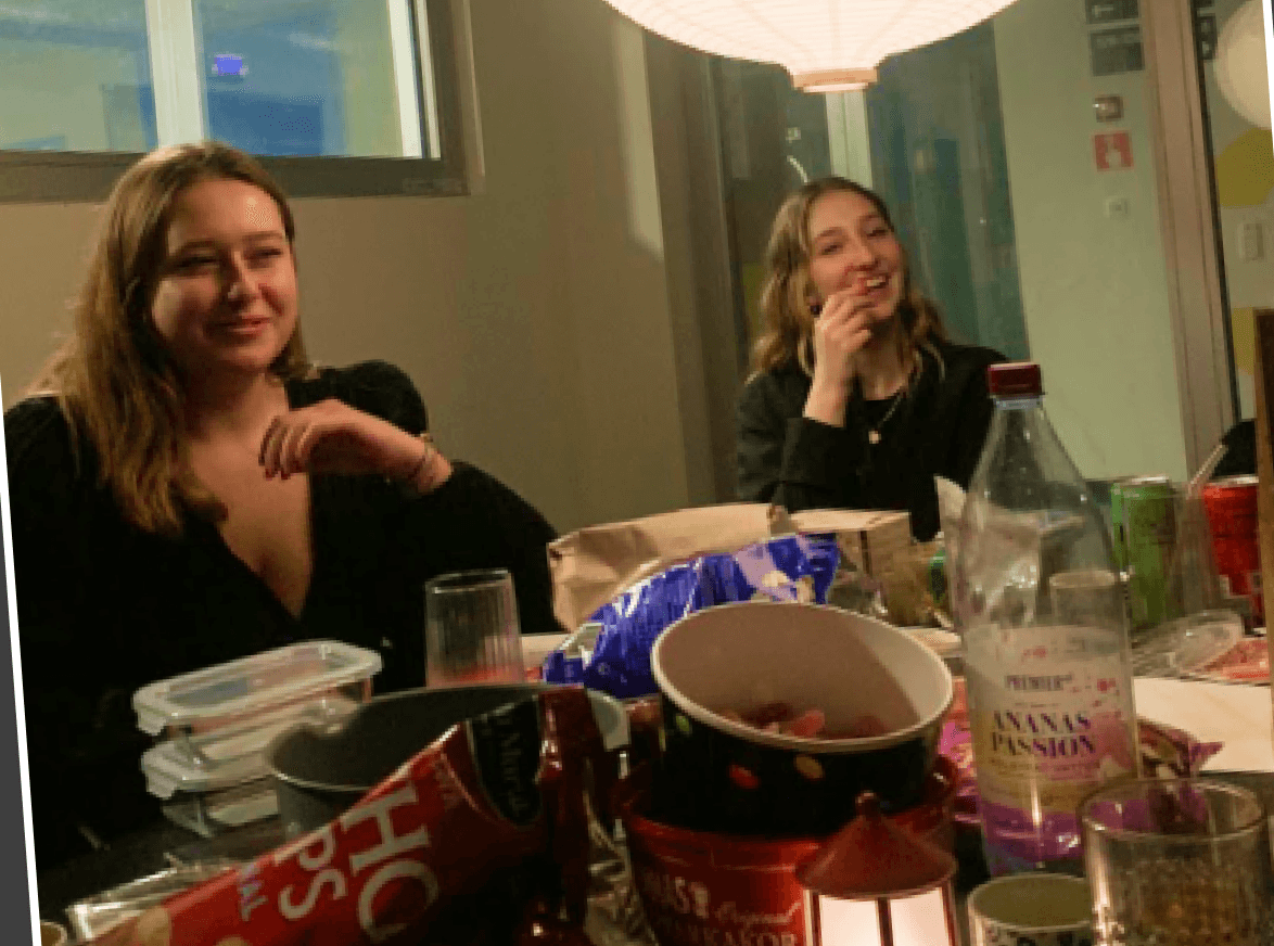 Friends having dinner together